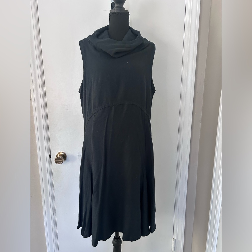 LURDES BERGADA BLACK SLEEVELESS COWL NECK MIDI DRESS SIZE LARGE
